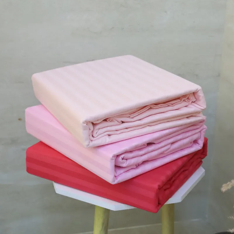 Le Coton Striped Solid Cotton Bedsheet (Pastel Pink) - 250 TC media 7
