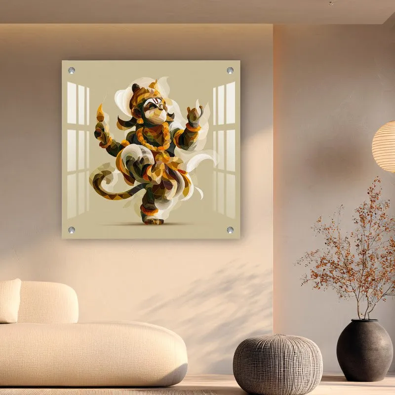 Dancing Hanuman Abstract Acrylic Wall Art media 4