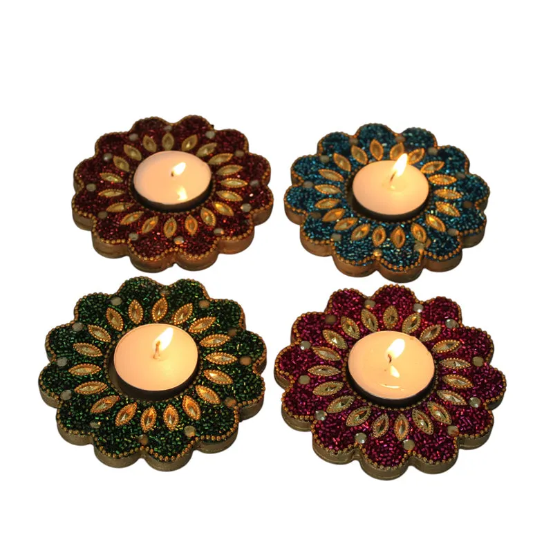 Roshna I Jewelled Tea Light Holder - Set Of Four media 4