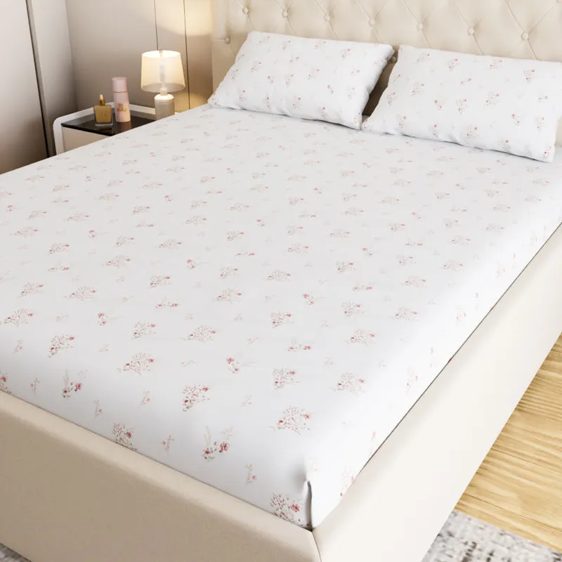 Blossomway Floral Cotton Bedsheet (Brown) - 180 TC media 1