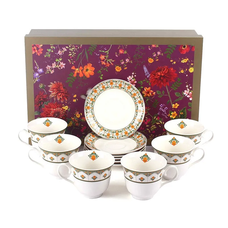 Vintage 24k Gold Brushed Porcelain Tea Cup (300 mL Each) -  Twelve Piece Set media 6