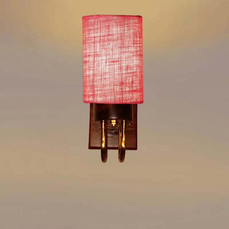 Gilded Arch Jute Wall Lamp - Pink media 5