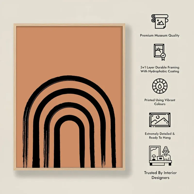 Linear Zen Canvas Wall Painting With Brown Frame media 9