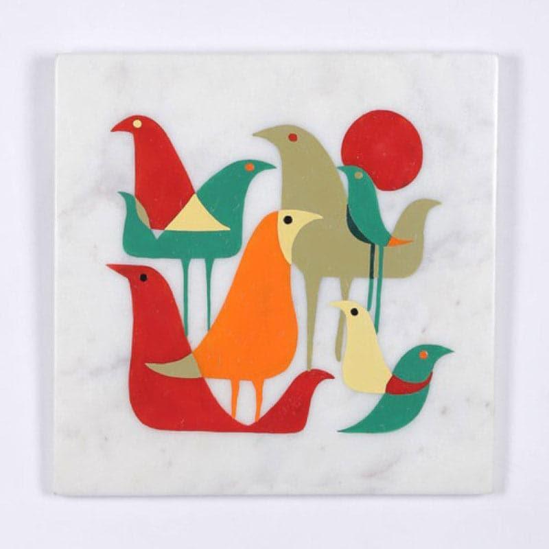 Bird Flock Hand Painted Marble Wall Accent media 3