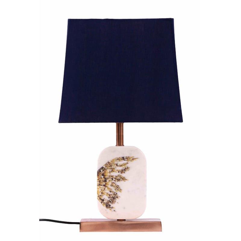 Winged Printed Marble & Copper Base Fabric Table Lamp - Blue,White media 4