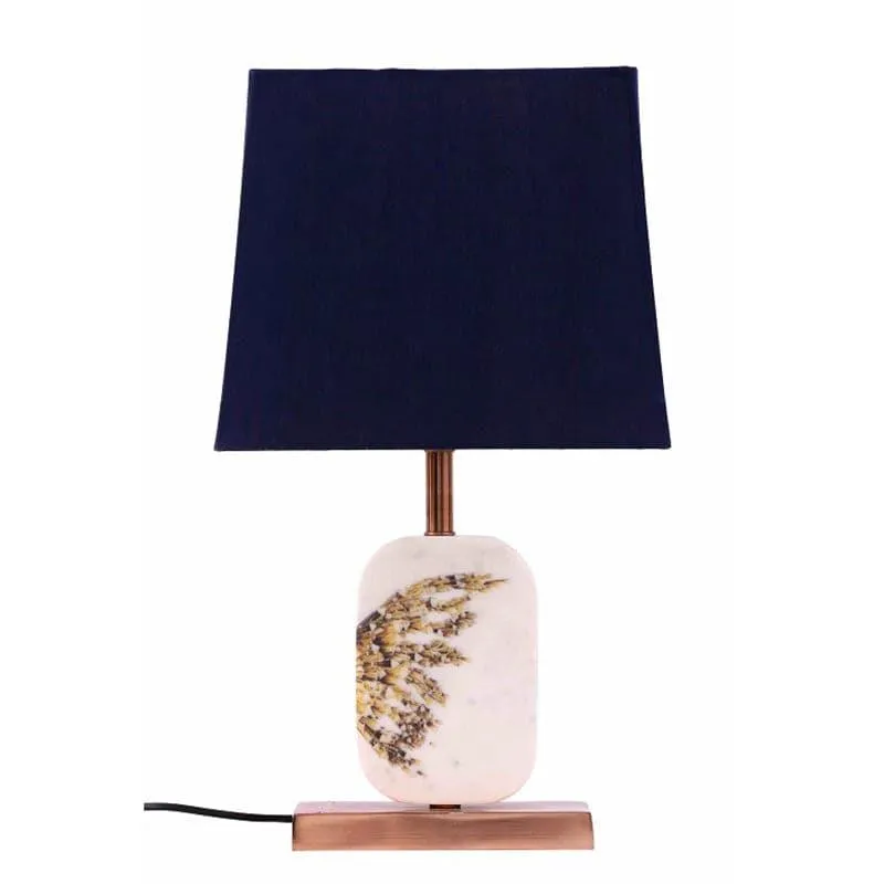 Winged Printed Marble & Copper Base Fabric Table Lamp - Blue,White media 4