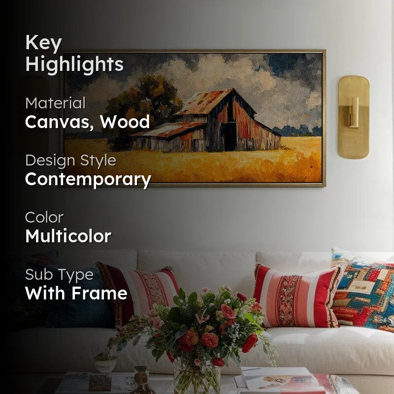 Amber Leaves Canvas Wall Painting With Frame media 2