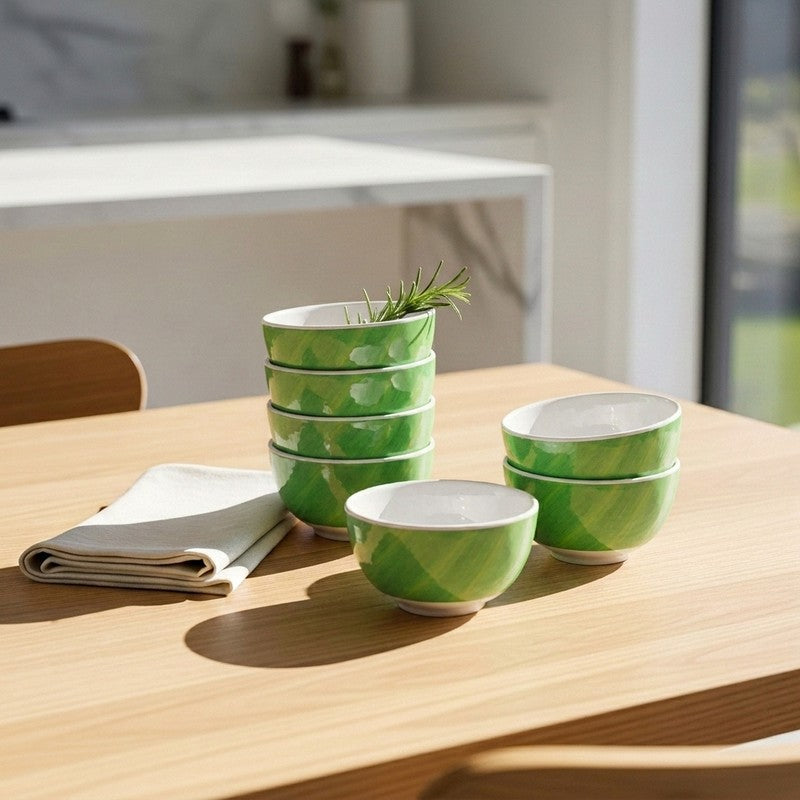 Banana Leaf Melamine Snack Bowls (300 mL Each) - Set of Six - 300 mL