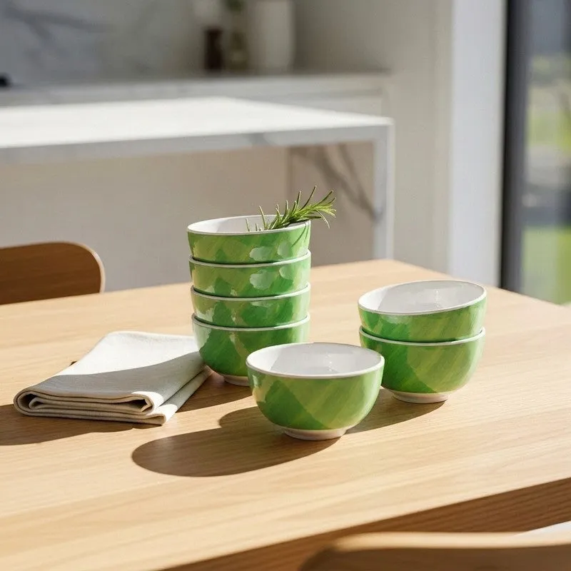 Banana Leaf Melamine Snack Bowls (300 mL Each) - Set of Six media 1