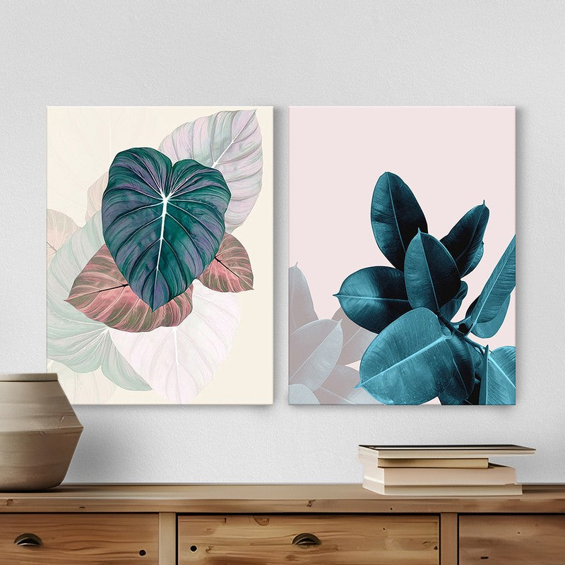 Tropikal Leaf Prints Wall Art - Set Of Two