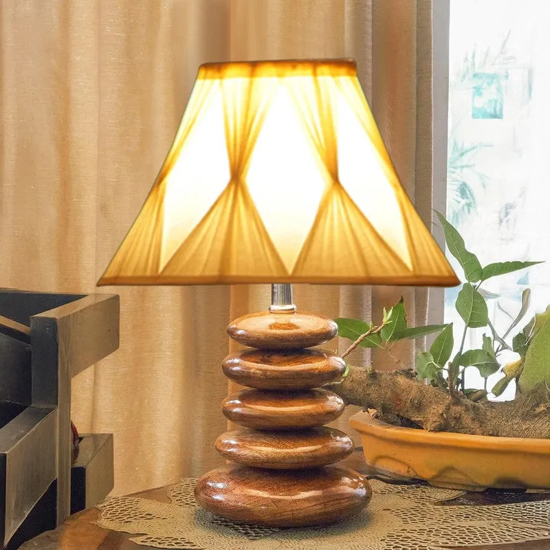 Lurvex Cotton Table Lamp With Wooden Base - White media 3