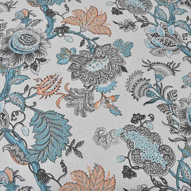 Sleepora Floral Cotton Bedsheet (Blue & White) - 240 TC media 7