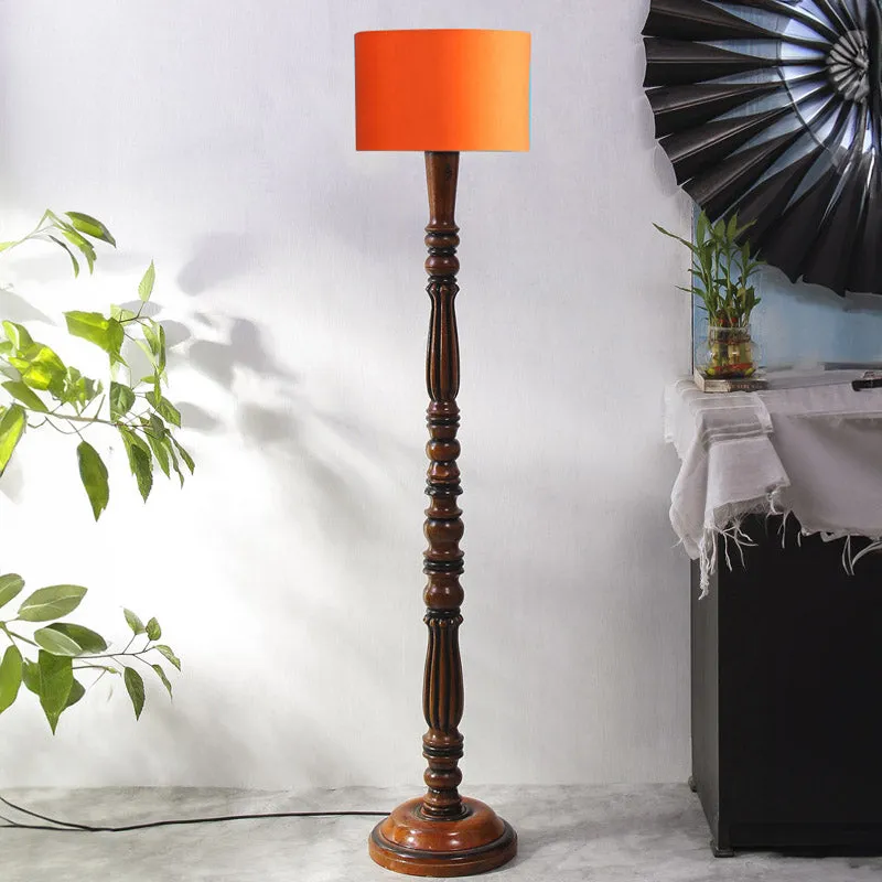 Masiya Vintage Wooden Floor Lamp - Orange media 3