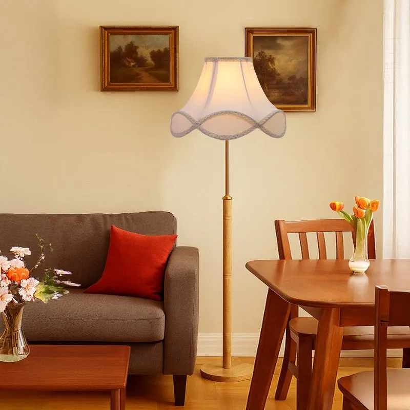 Stone Base Wooden Floor Lamp - White media 3
