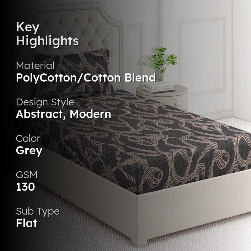 Swirlscape Abstract Bedsheet - 130 GSM media 2