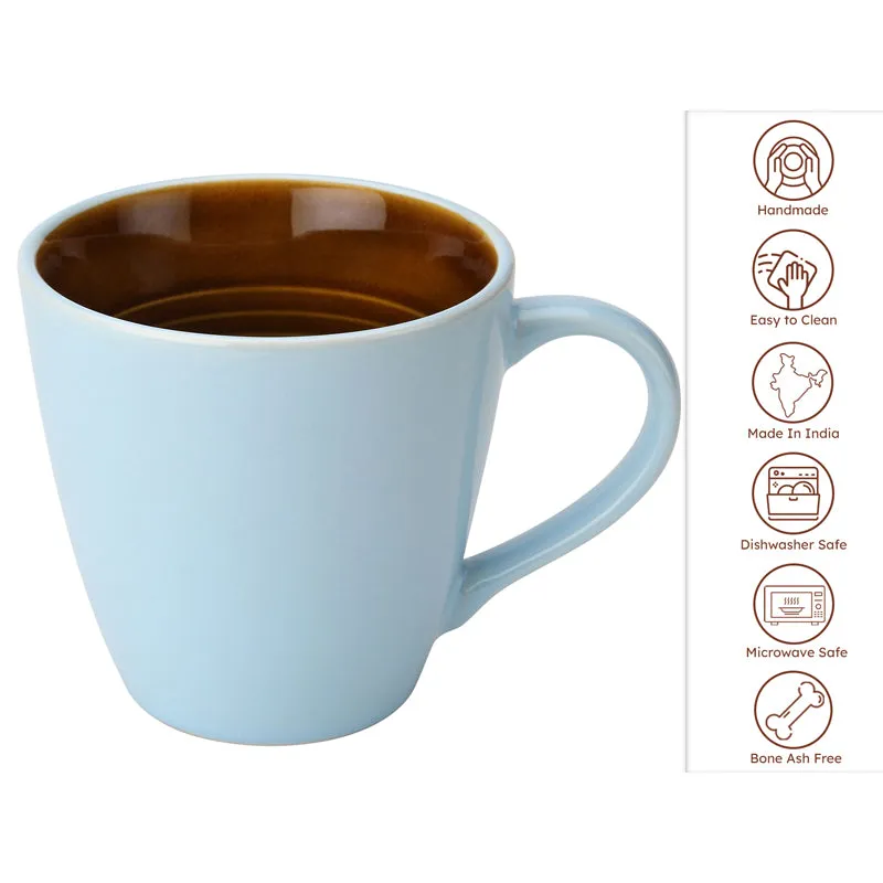 Karvaa Ceramic Coffee Mug (Arctic Blue/350 mL Each) - Set Of Four media 5