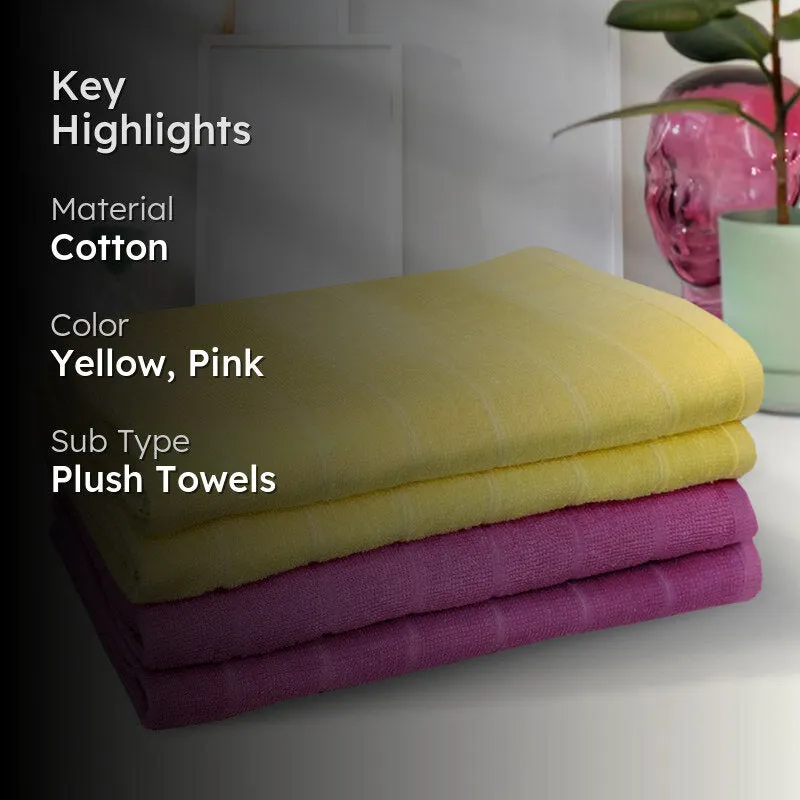 Sarda Bath Towel (Yellow & Purple) - Set Of Four media 2