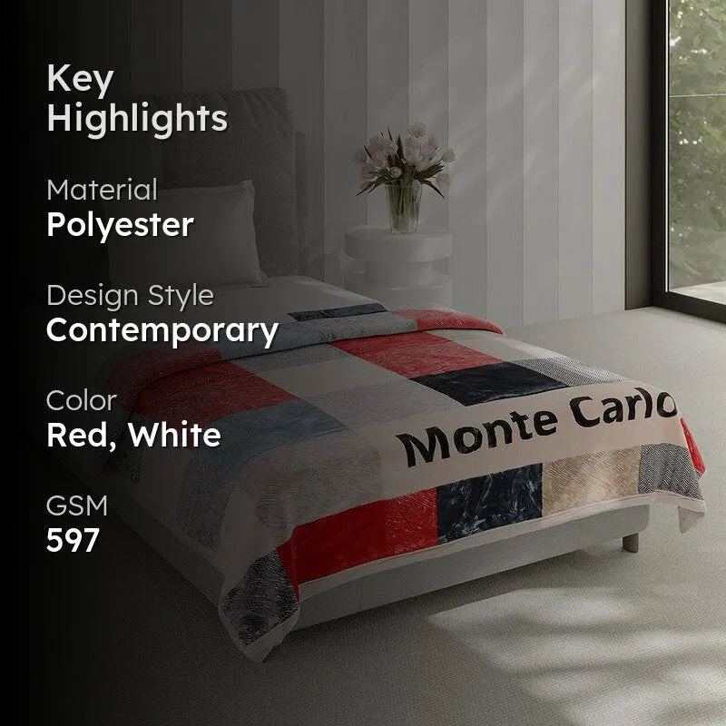Monte Carlo Urban Color Block Blanket (Red,White) - 597 GSM media 2