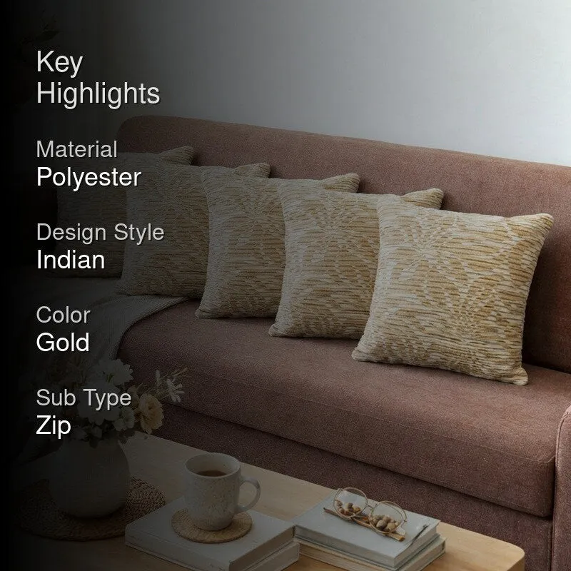 PetalReverie Cushion Cover (Gold) - Set of  Five media 2