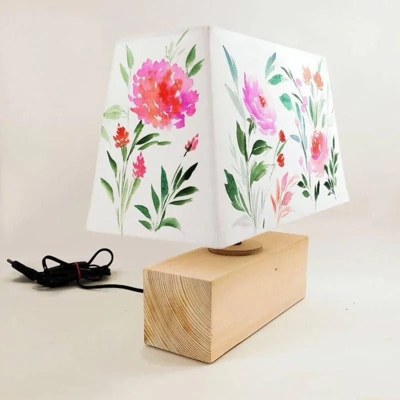Trysta Bloom Recto Handpainted Fabric Table Lamp - Multicolor media 5