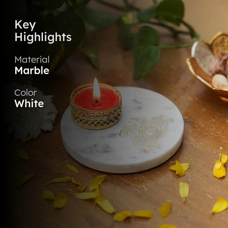 Stone Shree Ram Marble Religious Accent With Tea Light Holder media 2