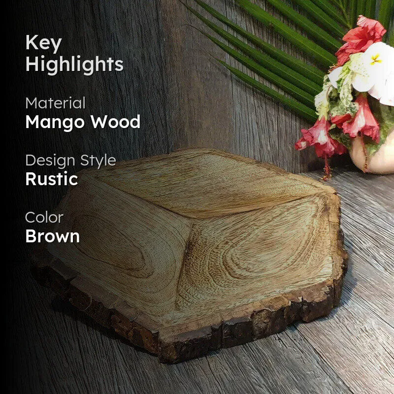 Hexa Mango Wood Serving Platter media 2