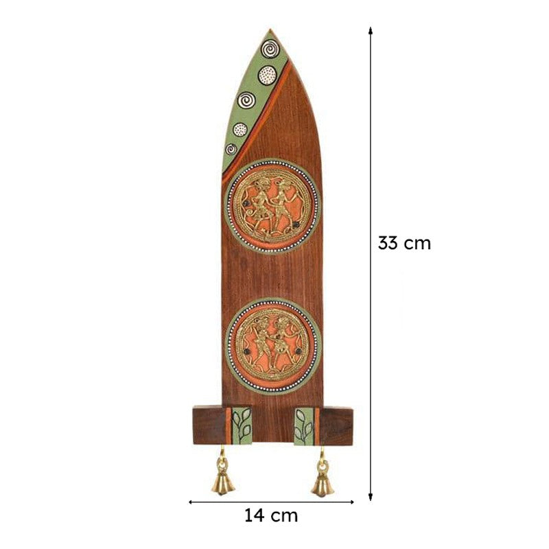 Ethnic Dhokra Boat Wooden & Brass Wall Accent - Set Of Two media 6