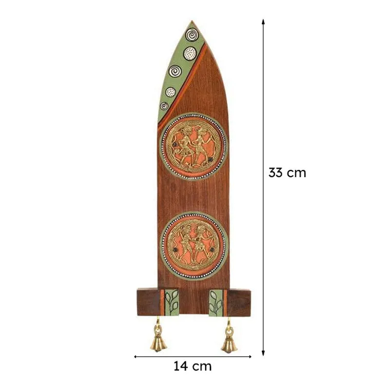 Ethnic Dhokra Boat Wooden & Brass Wall Accent - Set Of Two media 6