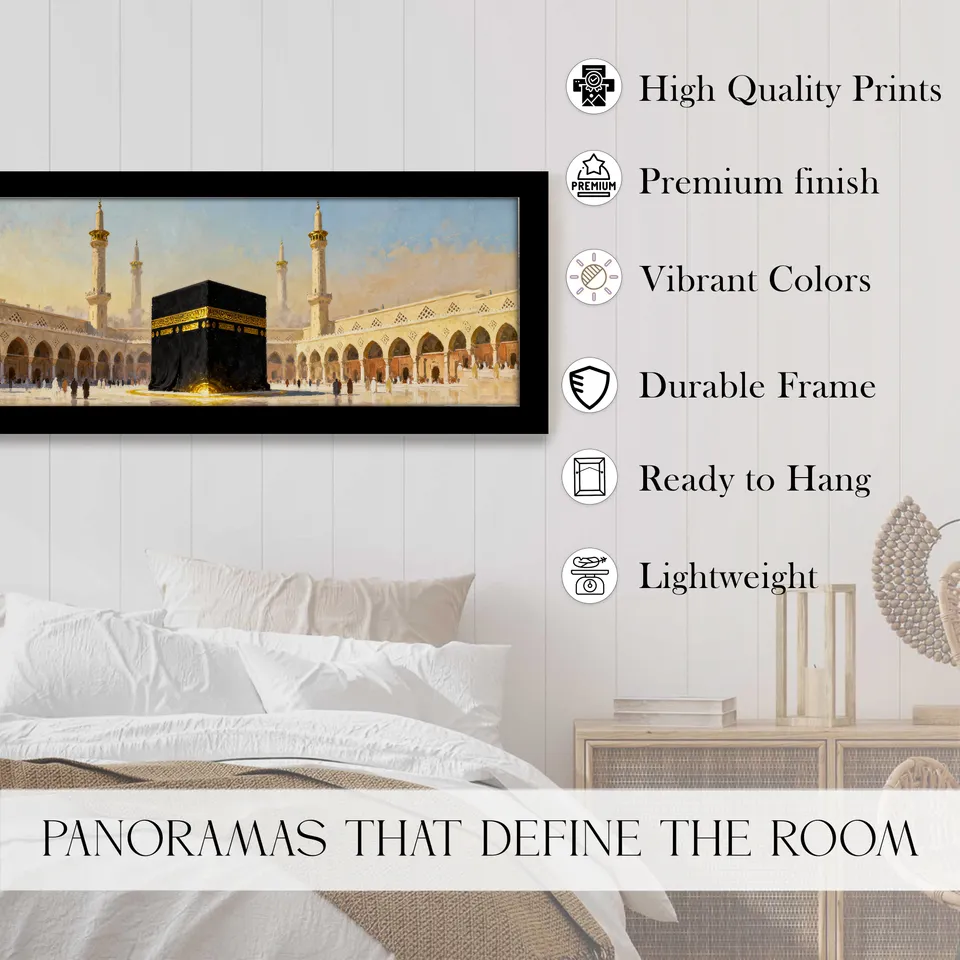 Divine Kaaba Panorama Paper Wall Art With Frame media 3