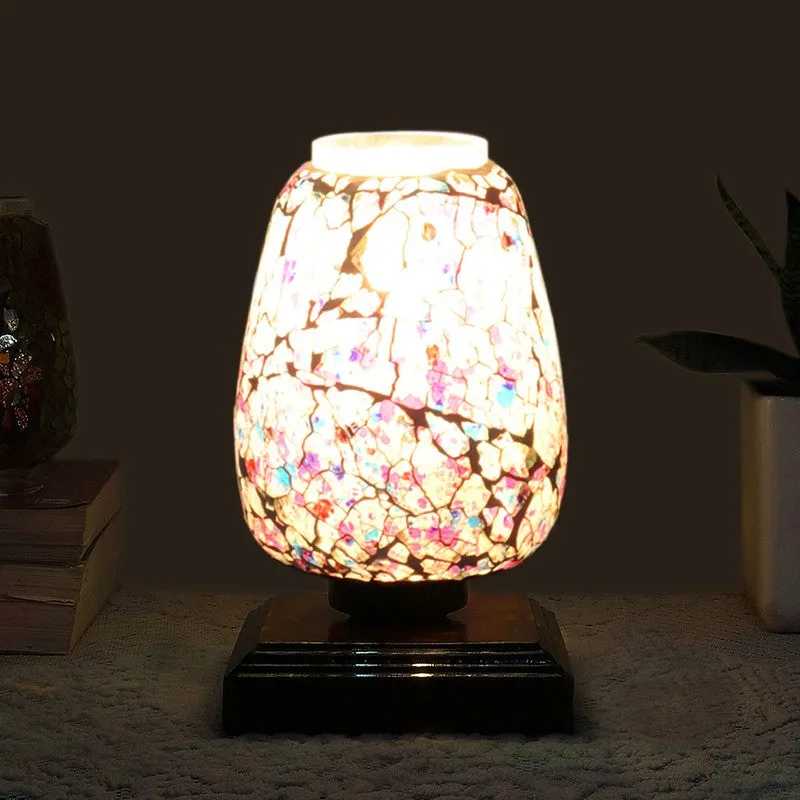Auremora Mosaic Glass Table Lamp With Wooden Base - Multicolor media 1
