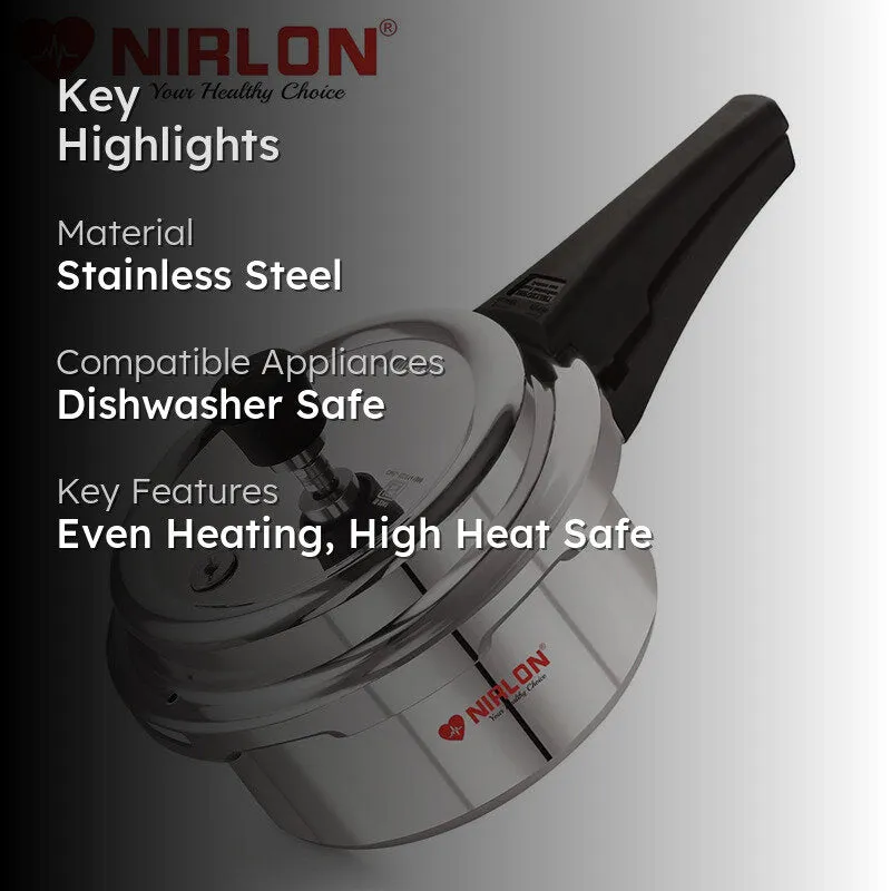 Nirlon Steel Pressure Cooker - 2000 mL/ 9 Inches media 2