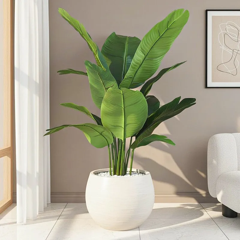 Endora Artificial Banana Plant With Black Plastic Pot - 4 Feet media 1