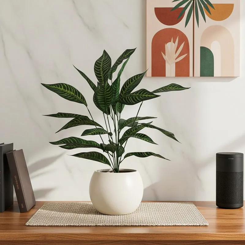 Artificial Croton Plant With Pot - 2 ft media 1