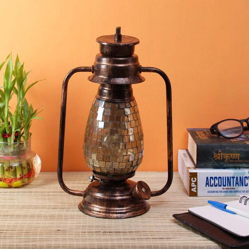 Avina Mosaic Lantern Iron Table Lamp - Gold,Brown media 3
