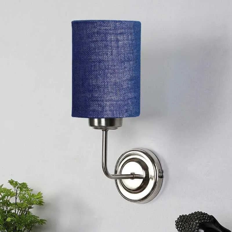 Biyox Cylindrical Fabric Wall Lamp - Blue media 4