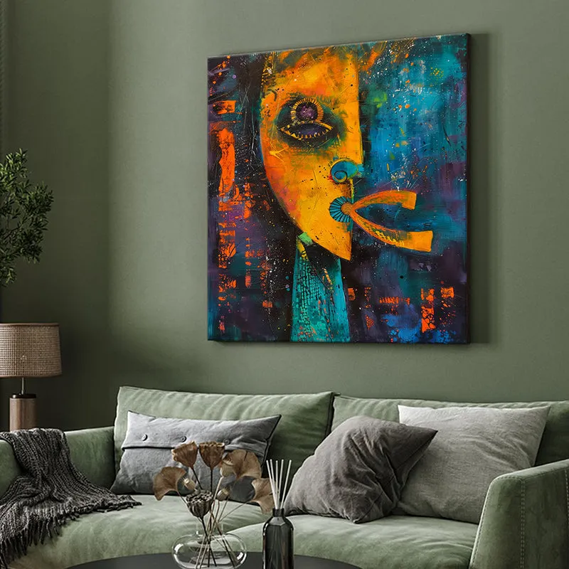Tribal Mask Abstract Wall Painting media 4