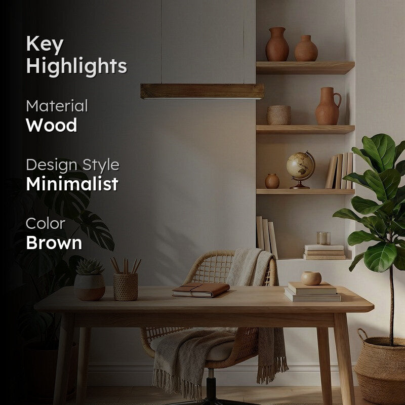 Ishtara Linear LED Wooden Ceiling Lamp - Brown media 2