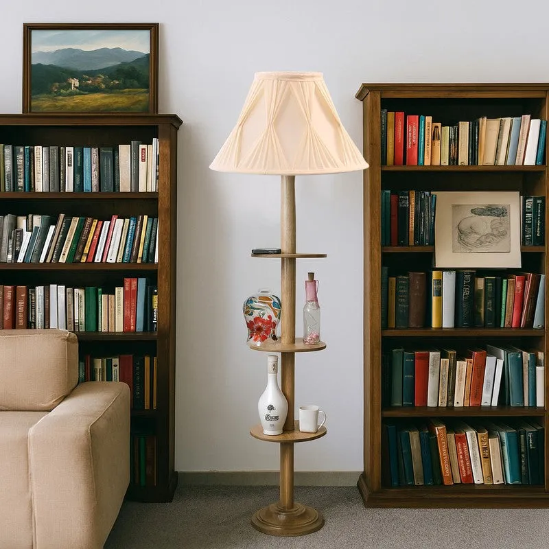 TierShimmer Tower Wooden Floor Lamp - White media 4