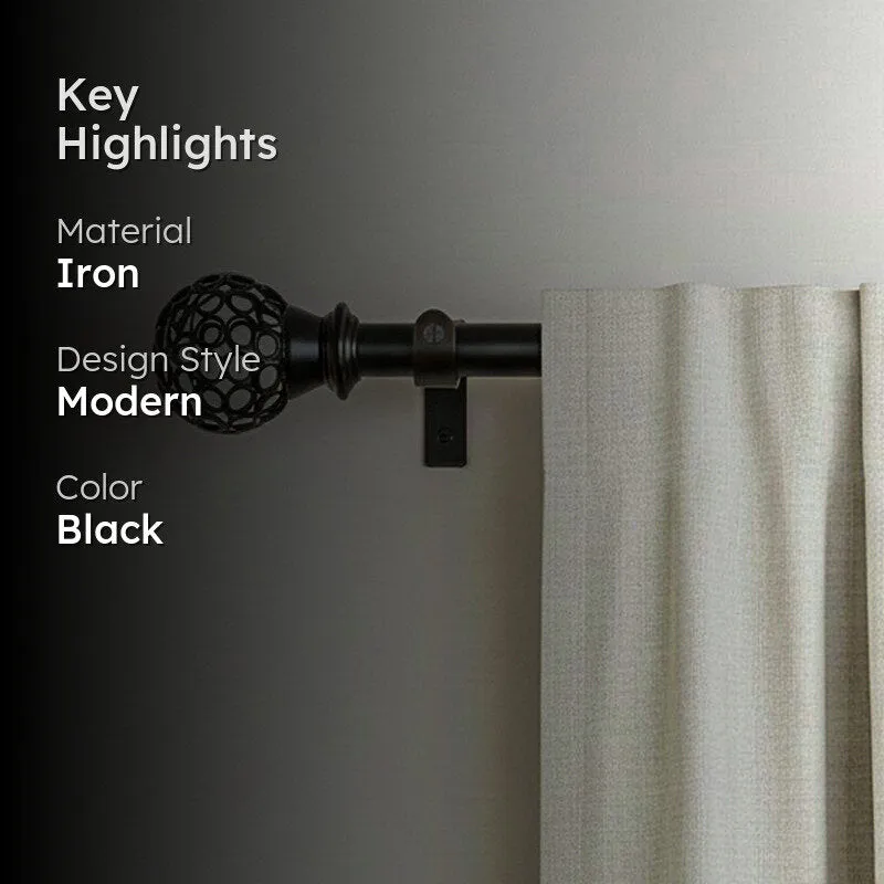 Filigrette Extendable 1" Single Curtain Rod With Round Finial & Brackets media 2