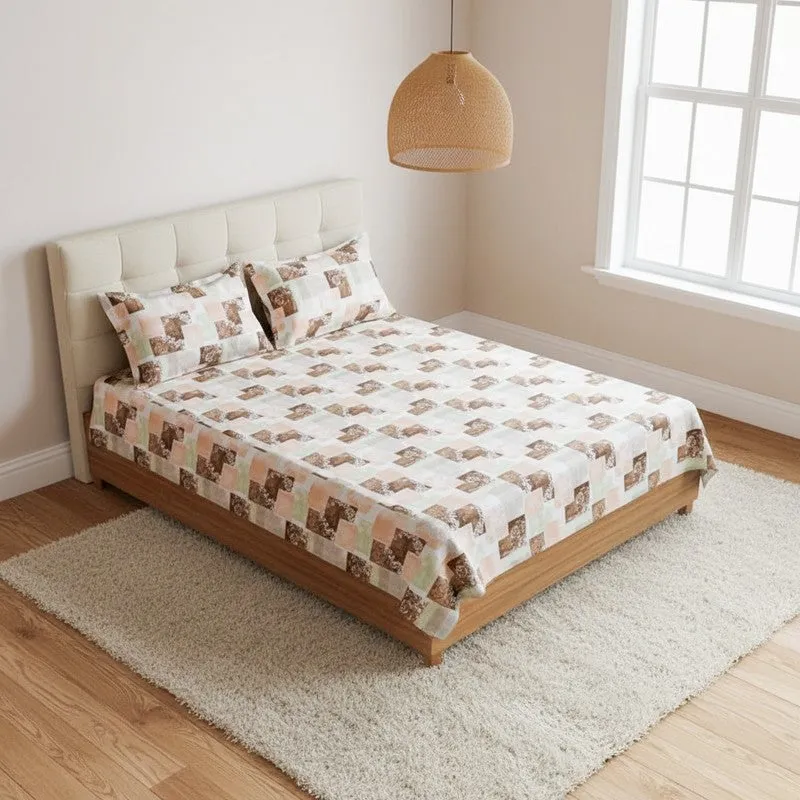 Cubescape Cotton Bedsheet (Brown) - 180 TC media 1