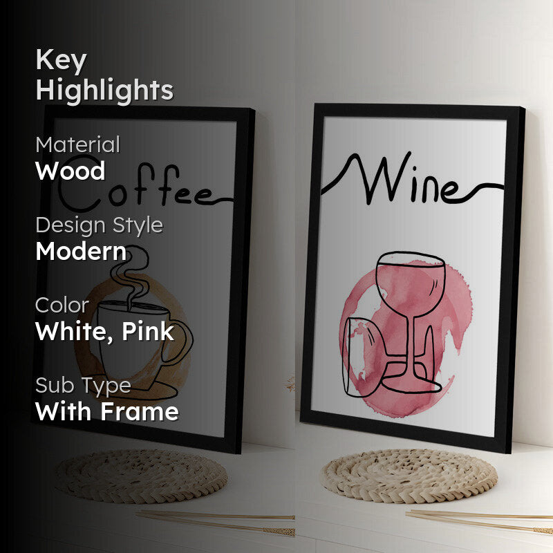 Coffee & Wine Wall Art With Frame - Set Of Two media 2