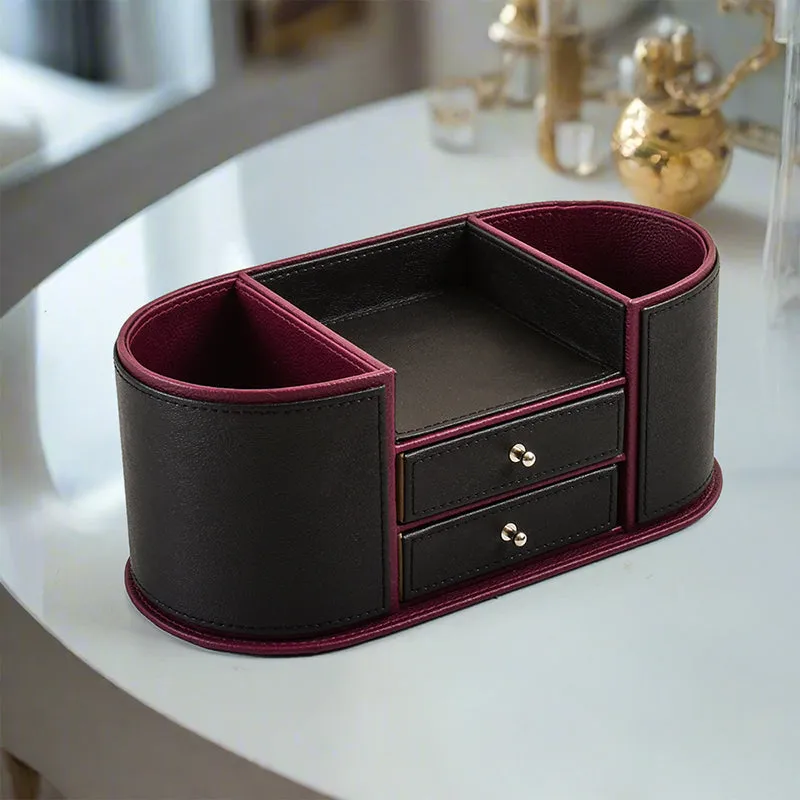 Tisca Curve Faux Leather Desk Organizer - Black media 1