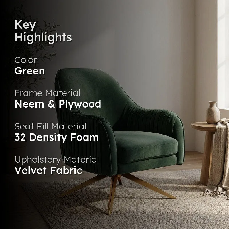 Vyntra Neem Wood Accent Chair - Green media 2
