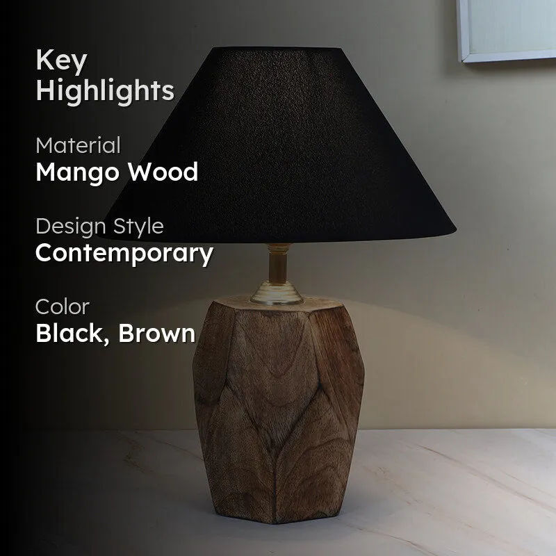 Torou Solid Mango Wood Table Lamp - Black,Brown media 2