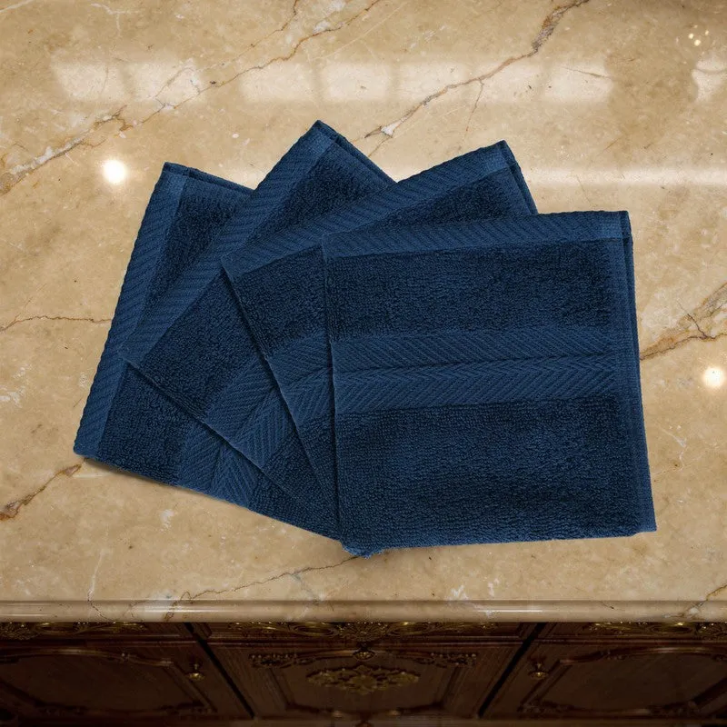 PlushAura Cotton Face Towel (Dark Blue) - Set Of Four media 5