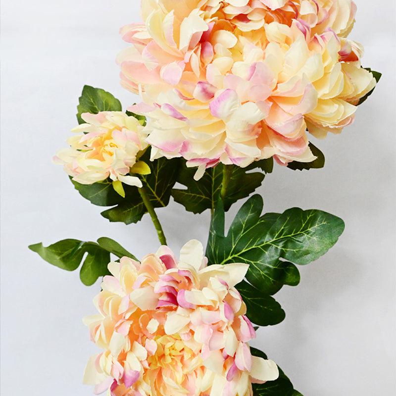 Artificial Peony Flower Stick - Peach & Green media 4
