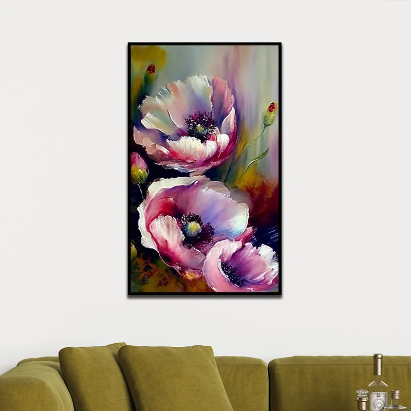 Cosmic Petal Nebula Floral Canvas Wall Painting With Frame - Black media 5