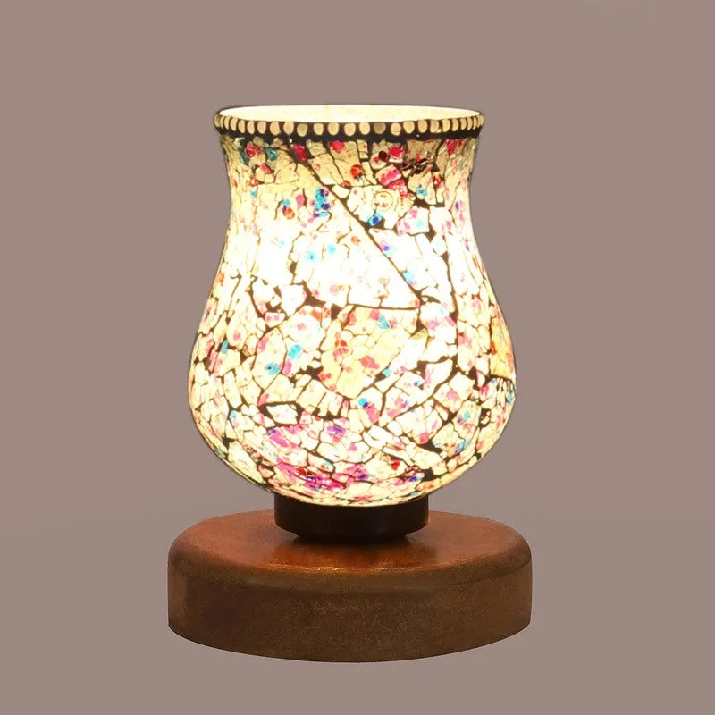 Flareva Mosaic Glass Table Lamp With Wooden Base - Multicolor media 7