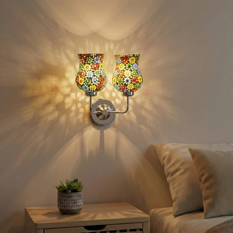 Sapphire Starburst Mosaic Glass Wall Lamp