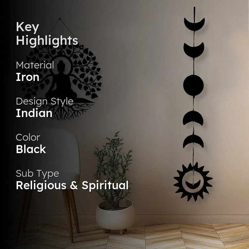 Buddha with Planetary Phases Iron Wall Accent - Set Of Two media 2